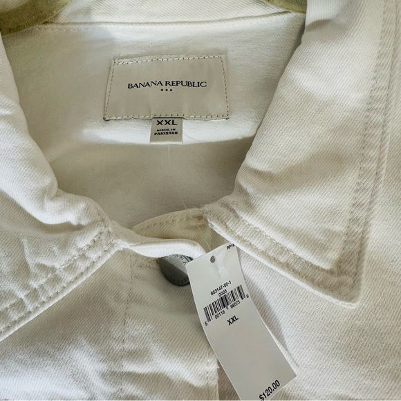 NWT BANANA REPUBLIC FACTORY WHITE DENIM JACKET SIZE XXL - Picture 9 of 12